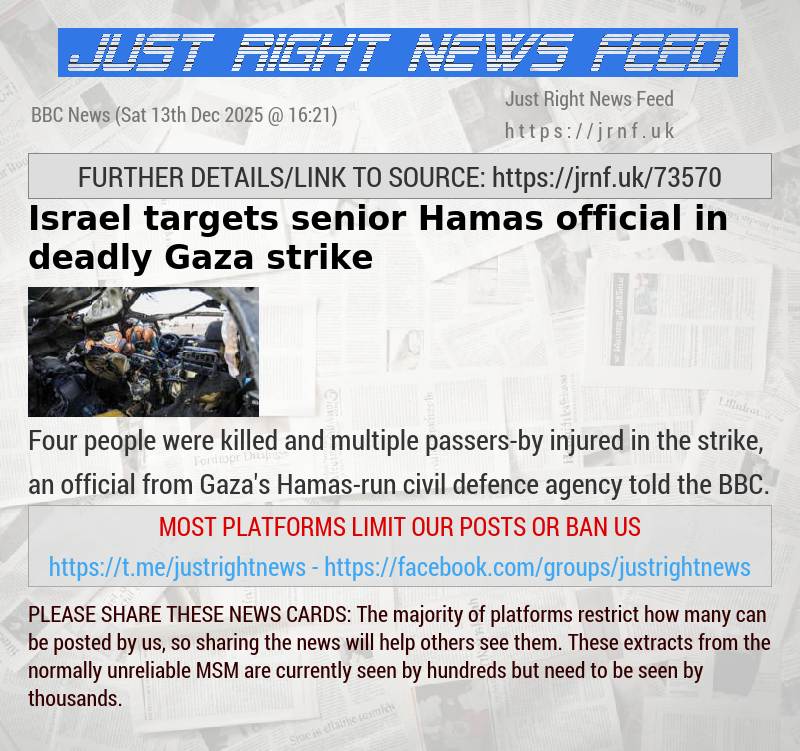 Israel targets senior Hamas official in deadly Gaza strike