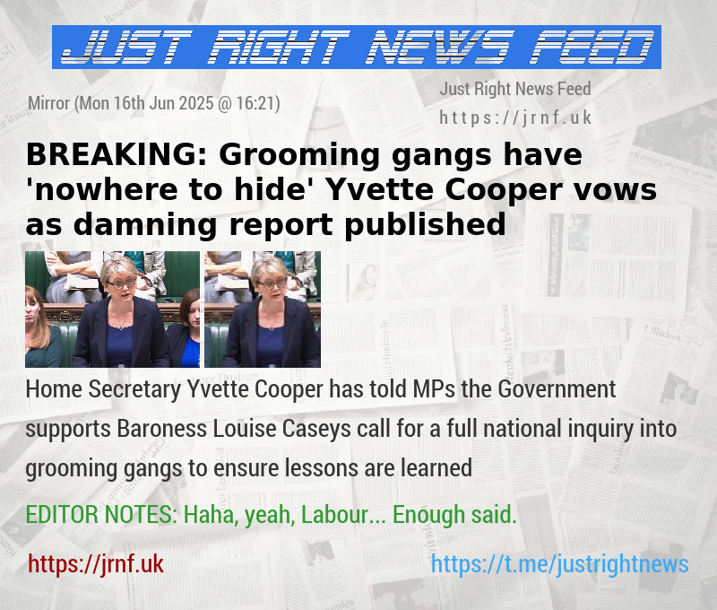 BREAKING: Grooming gangs have ’nowhere to hide’ Yvette Cooper vows as damning report published