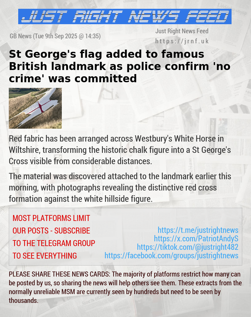 St George’s flag added to famous British landmark as police confirm ’no crime’ was committed
