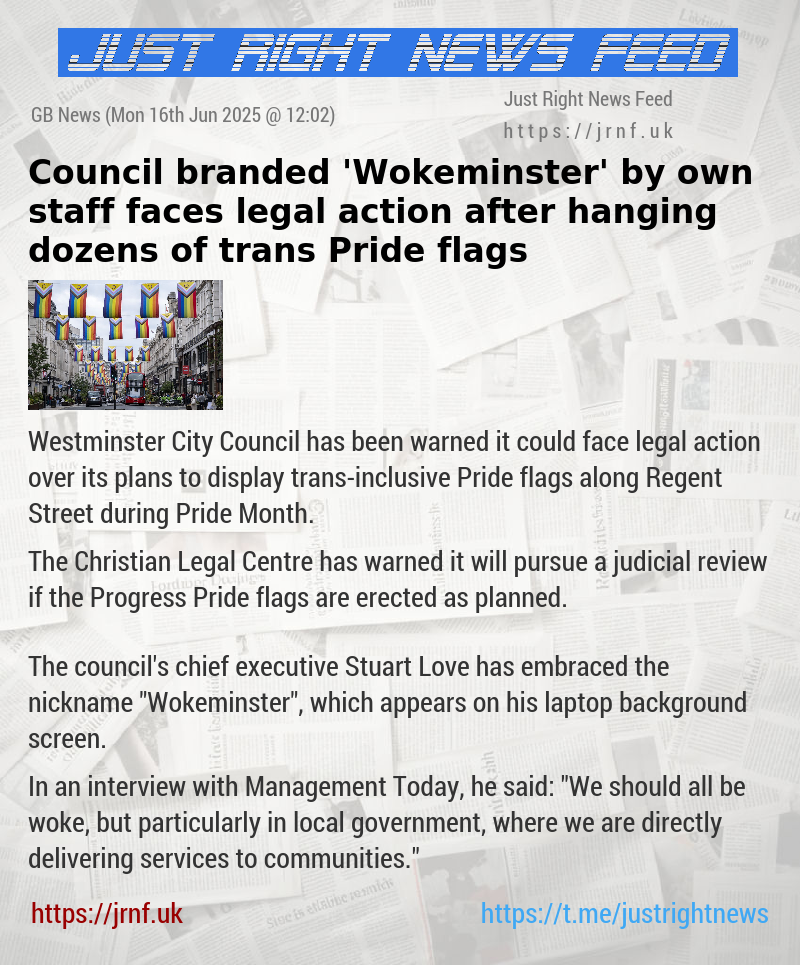Council branded ’Wokeminster’ by own staff faces legal action after hanging dozens of trans Pride flags