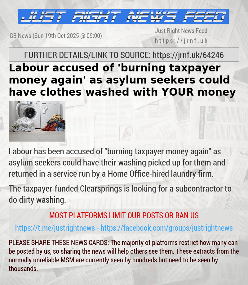 Labour accused of ’burning taxpayer money again’ as asylum seekers could have clothes washed with YOUR money