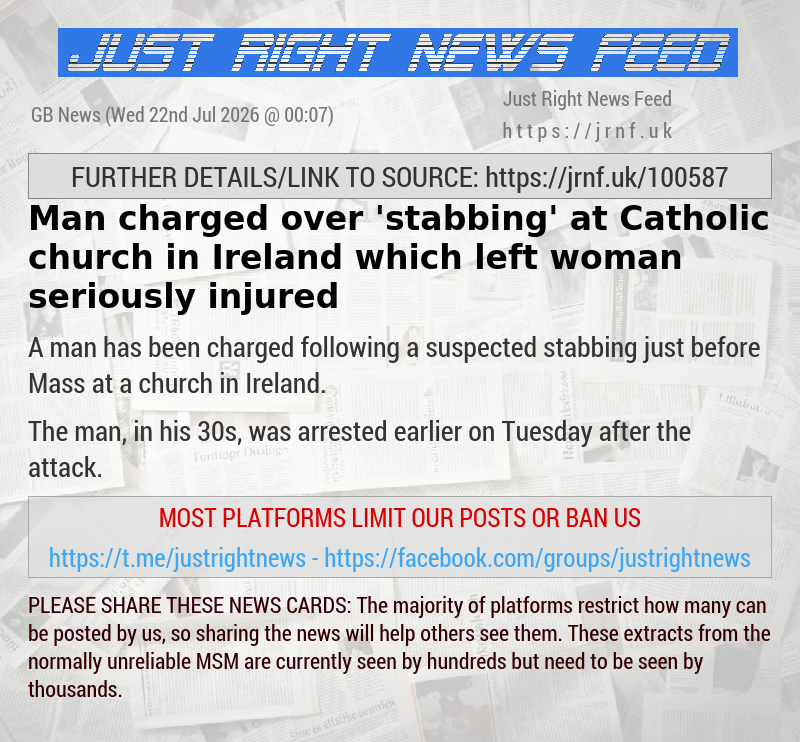 Man charged over ’stabbing’ at Catholic church in Ireland which left woman seriously injured