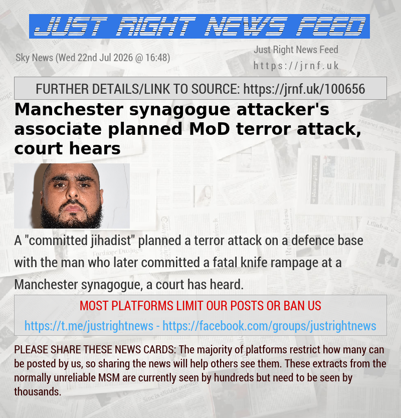 Manchester synagogue attacker’s associate planned MoD terror attack, court hears