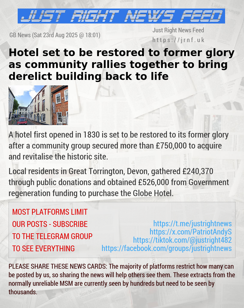 Hotel set to be restored to former glory as community rallies together to bring derelict building back to life