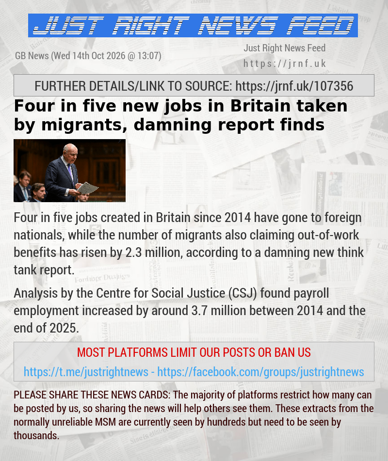 Four in five new jobs in Britain taken by migrants, damning report finds