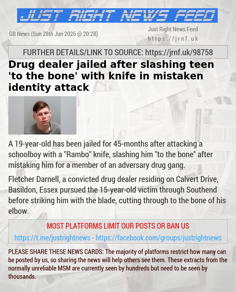 Drug dealer jailed after slashing teen ’to the bone’ with knife in mistaken identity attack