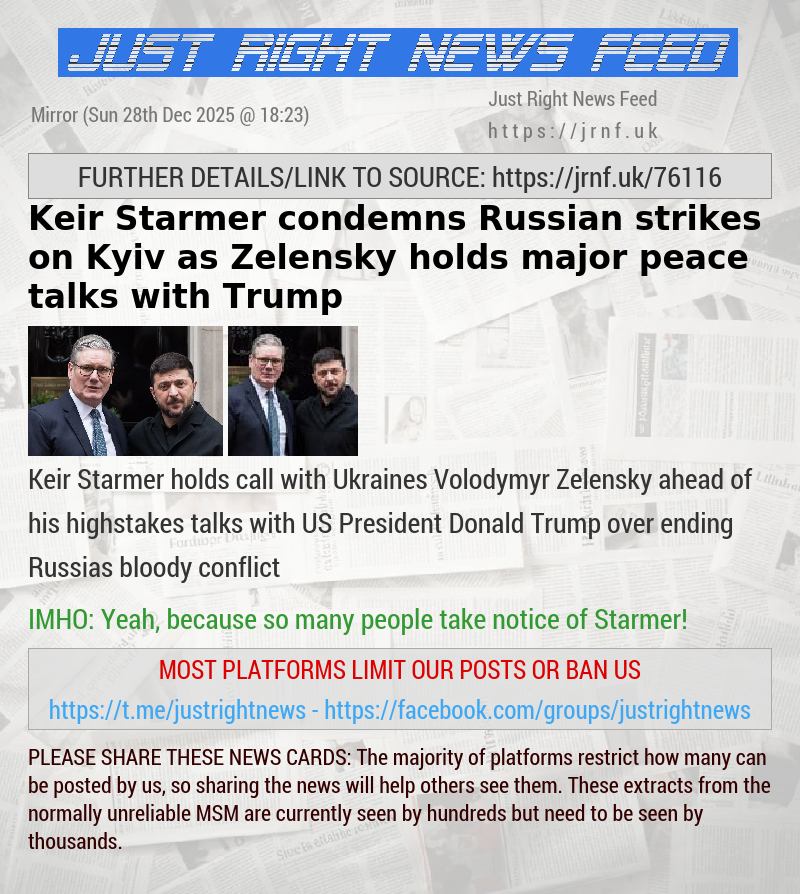 Keir Starmer condemns Russian strikes on Kyiv as Zelensky holds major peace talks with Trump