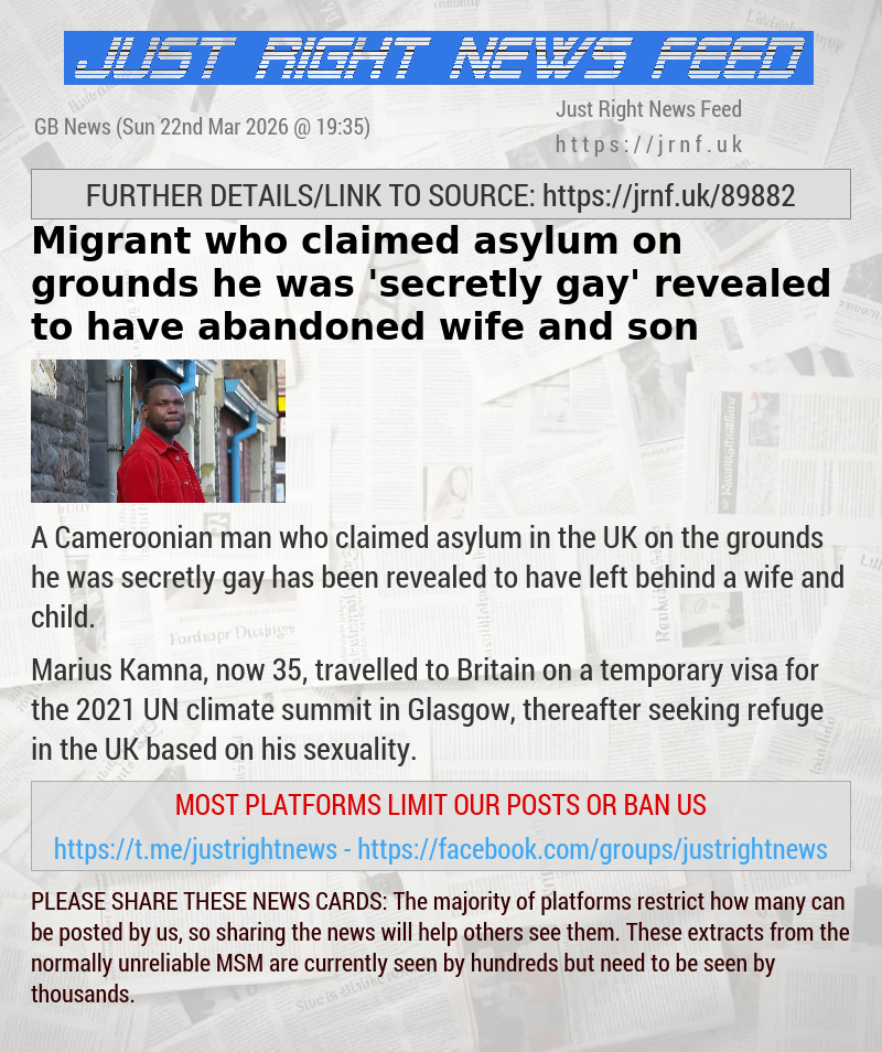 Migrant who claimed asylum on grounds he was ’secretly gay’ revealed to have abandoned wife and son