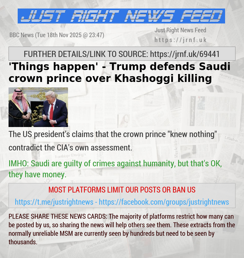 ’Things happen’ — Trump defends Saudi crown prince over Khashoggi killing