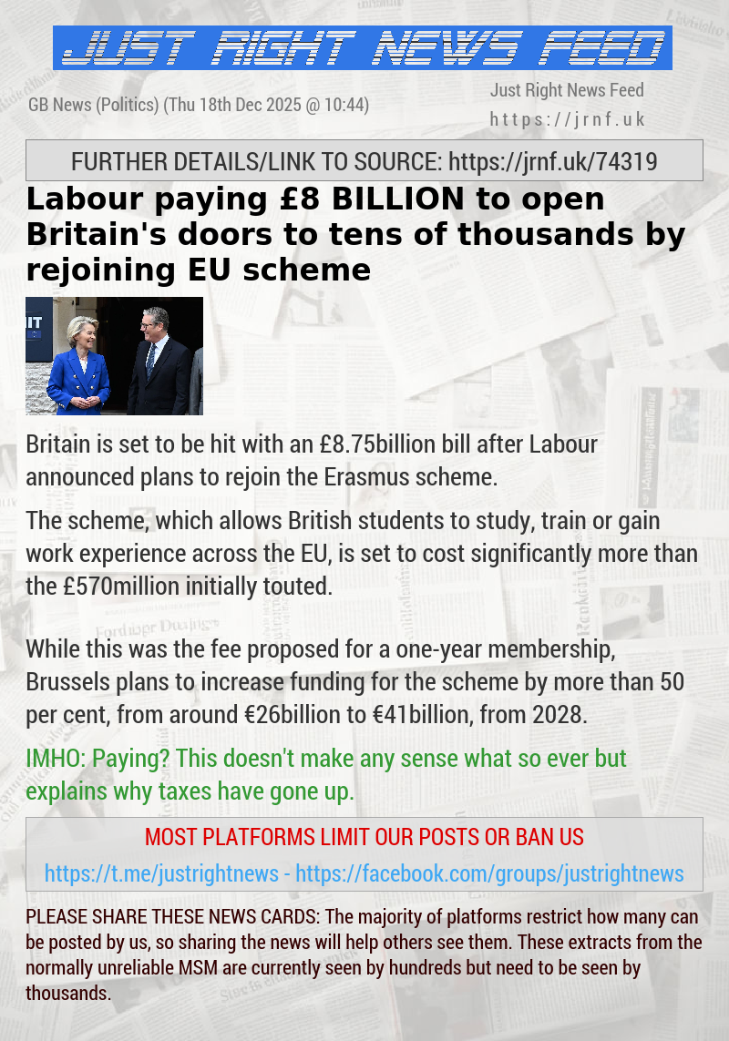 Labour paying &pound;8 BILLION to open Britain’s doors to tens of thousands by rejoining EU scheme
