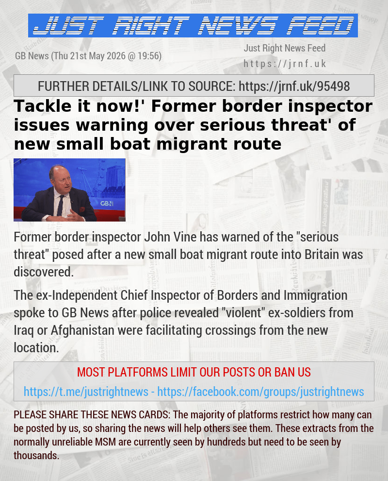 ‘Tackle it now!’ Former border inspector issues warning over ‘serious threat’ of new small boat migrant route