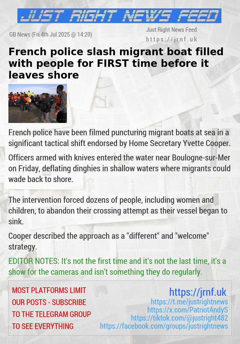 French police slash migrant boat filled with people for FIRST time before it leaves shore