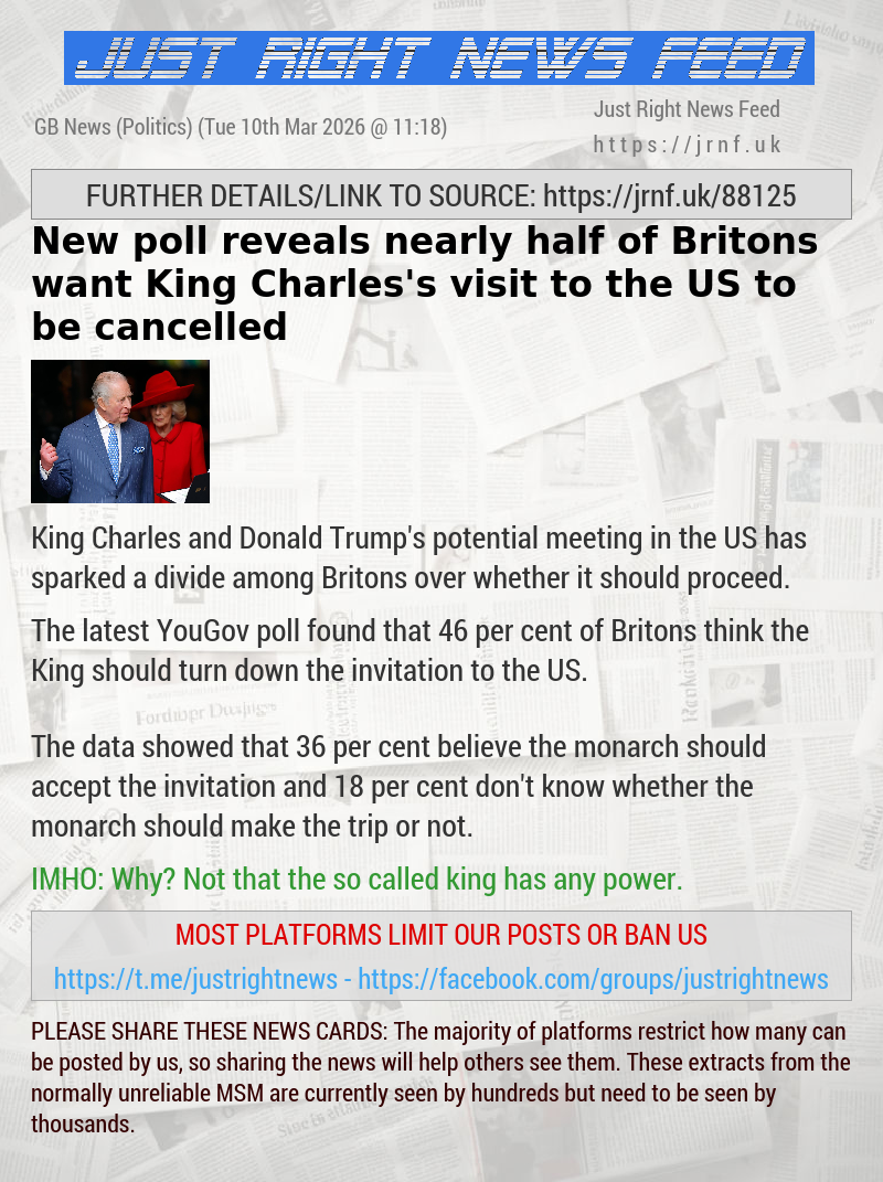 New poll reveals nearly half of Britons want King Charles’s visit to the US to be cancelled
