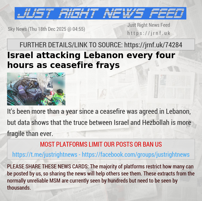 Israel attacking Lebanon every four hours as ceasefire frays