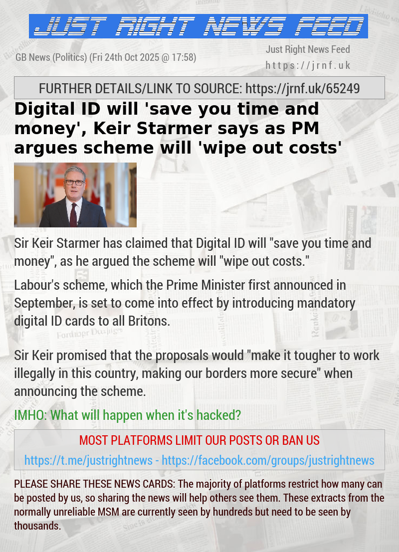 Digital ID will ’save you time and money’, Keir Starmer says as PM argues scheme will ’wipe out costs’