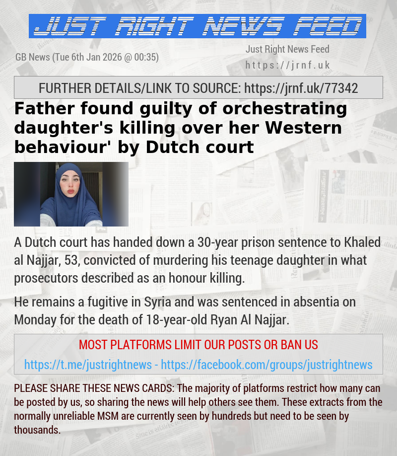 Father found guilty of orchestrating daughter’s killing over her ‘Western behaviour’ by Dutch court