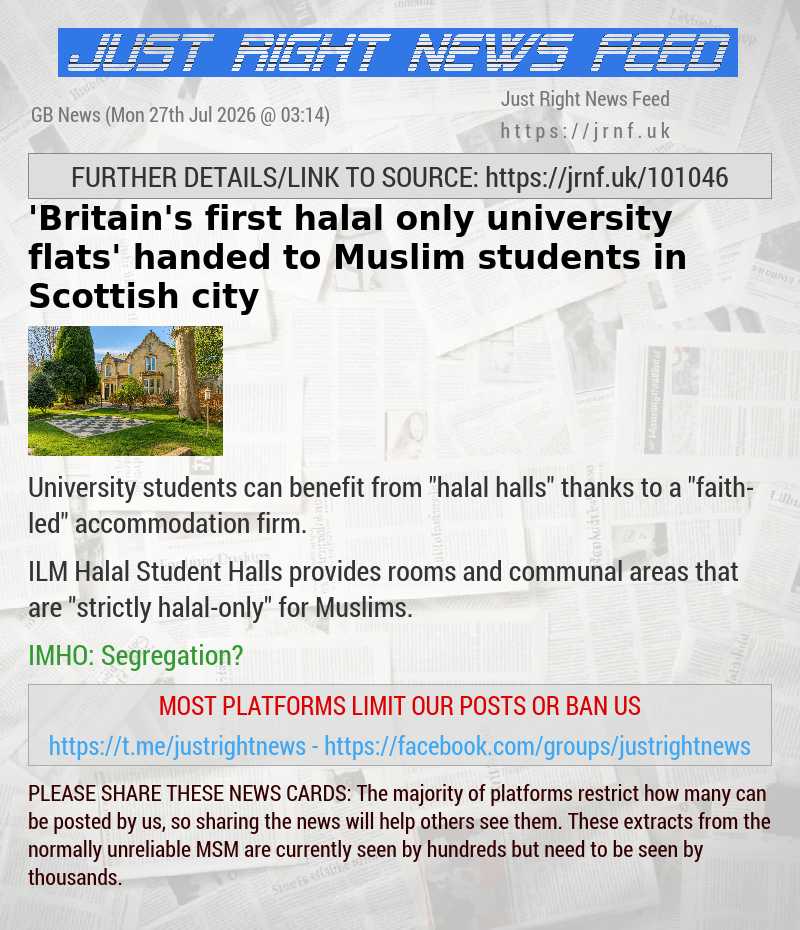 ’Britain’s first halal—only university flats’ handed to Muslim students in Scottish city