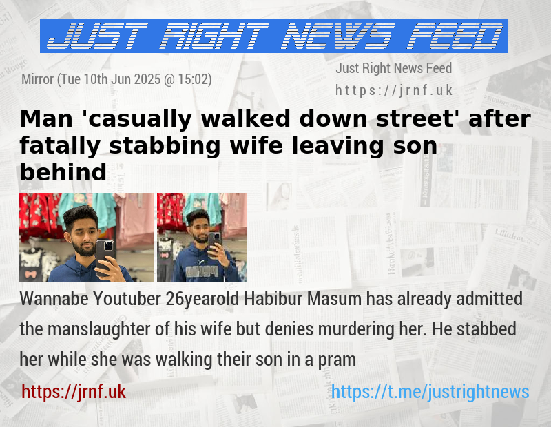 Man ’casually walked down street’ after fatally stabbing wife leaving son behind