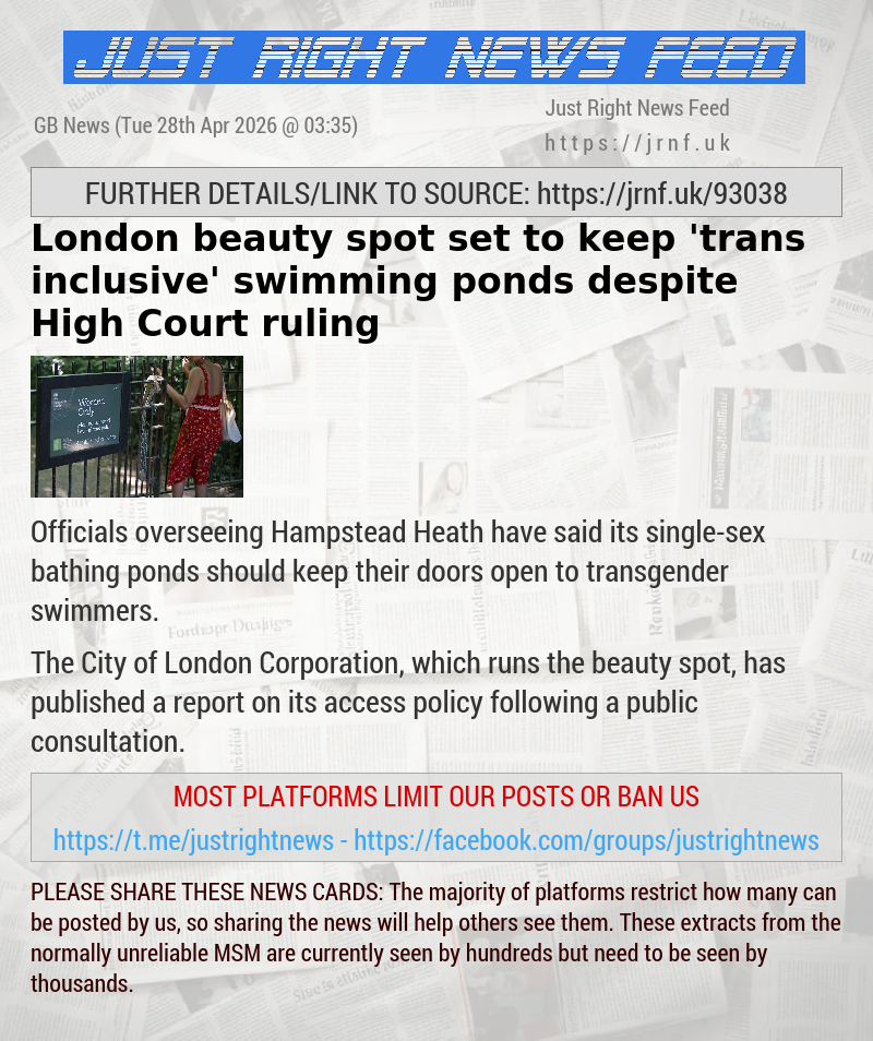 London beauty spot set to keep ’trans—inclusive’ swimming ponds — despite High Court ruling