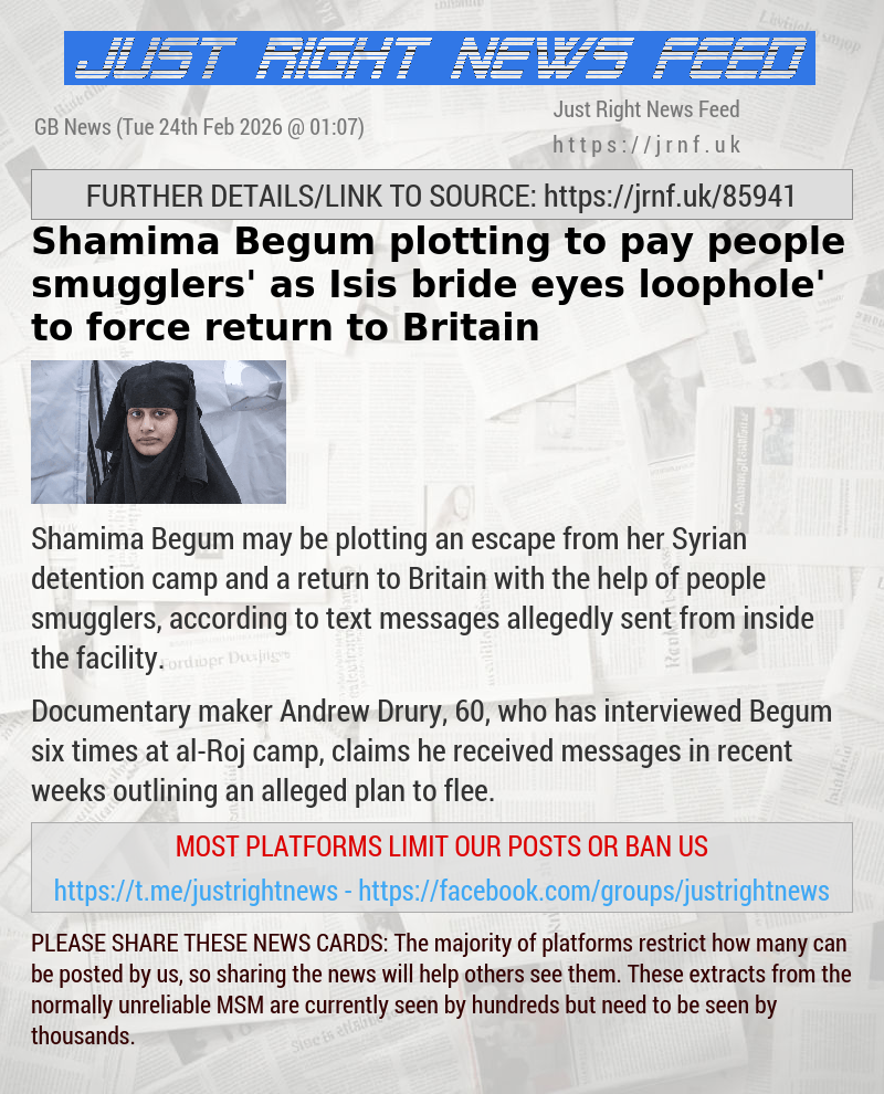 Shamima Begum ‘plotting to pay people smugglers’ as Isis bride eyes ‘loophole’ to force return to Britain