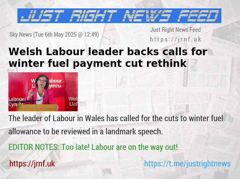 Welsh Labour leader backs calls for winter fuel payment cut rethink