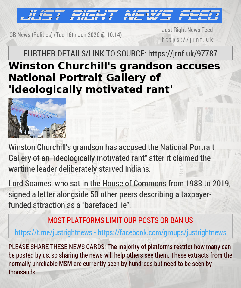 Winston Churchill’s grandson accuses National Portrait Gallery of ’ideologically motivated rant’