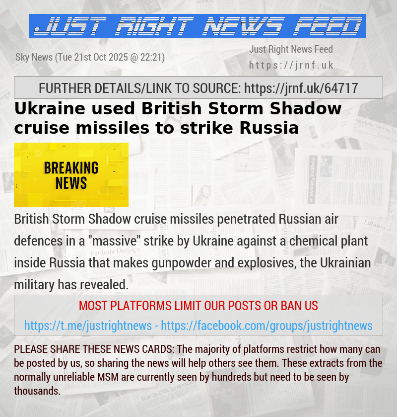 Ukraine used British Storm Shadow cruise missiles to strike Russia