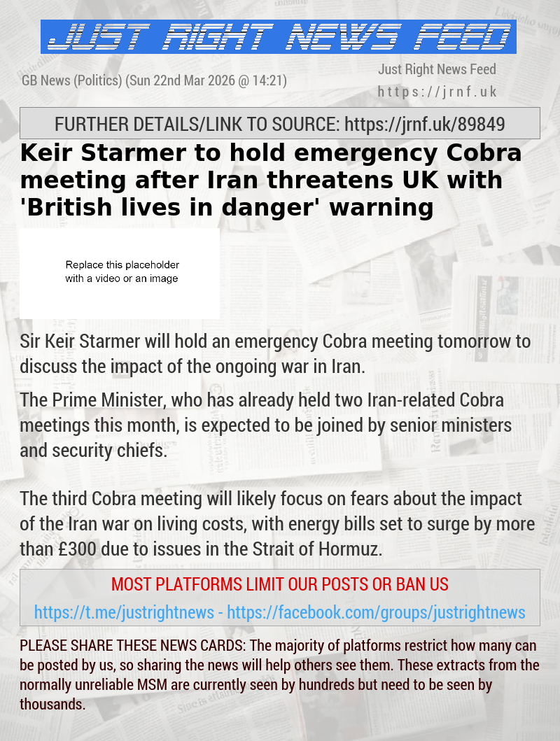 Keir Starmer to hold emergency Cobra meeting after Iran threatens UK with ’British lives in danger’ warning