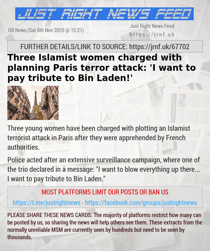 Three Islamist women charged with planning Paris terror attack: ’I want to pay tribute to Bin Laden!’