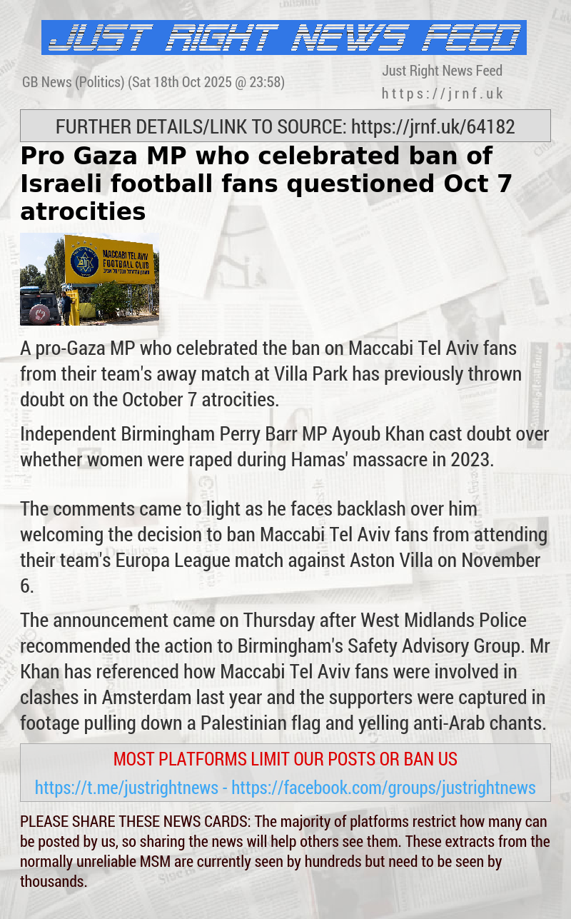 Pro—Gaza MP who celebrated ban of Israeli football fans questioned Oct 7 atrocities