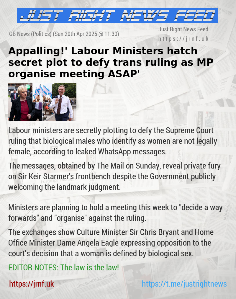 ‘Appalling!’ Labour Ministers hatch secret plot to defy trans ruling as MP ‘organise meeting ASAP’