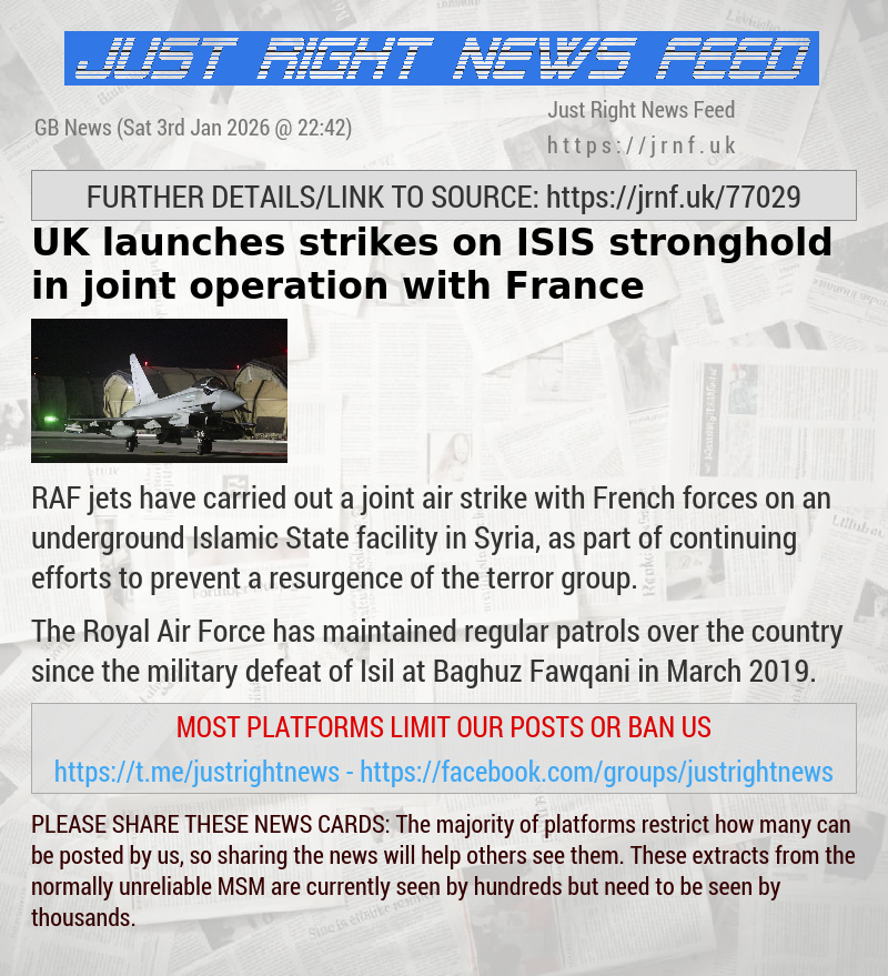 UK launches strikes on ISIS stronghold in joint operation with France