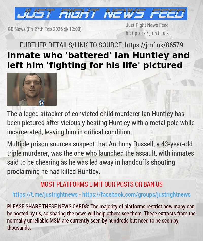 Inmate who ’battered’ Ian Huntley and left him ’fighting for his life’ pictured