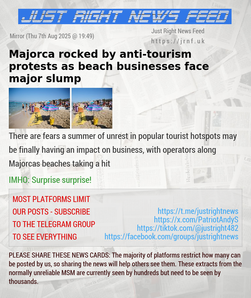 Majorca rocked by anti—tourism protests as beach businesses face major slump