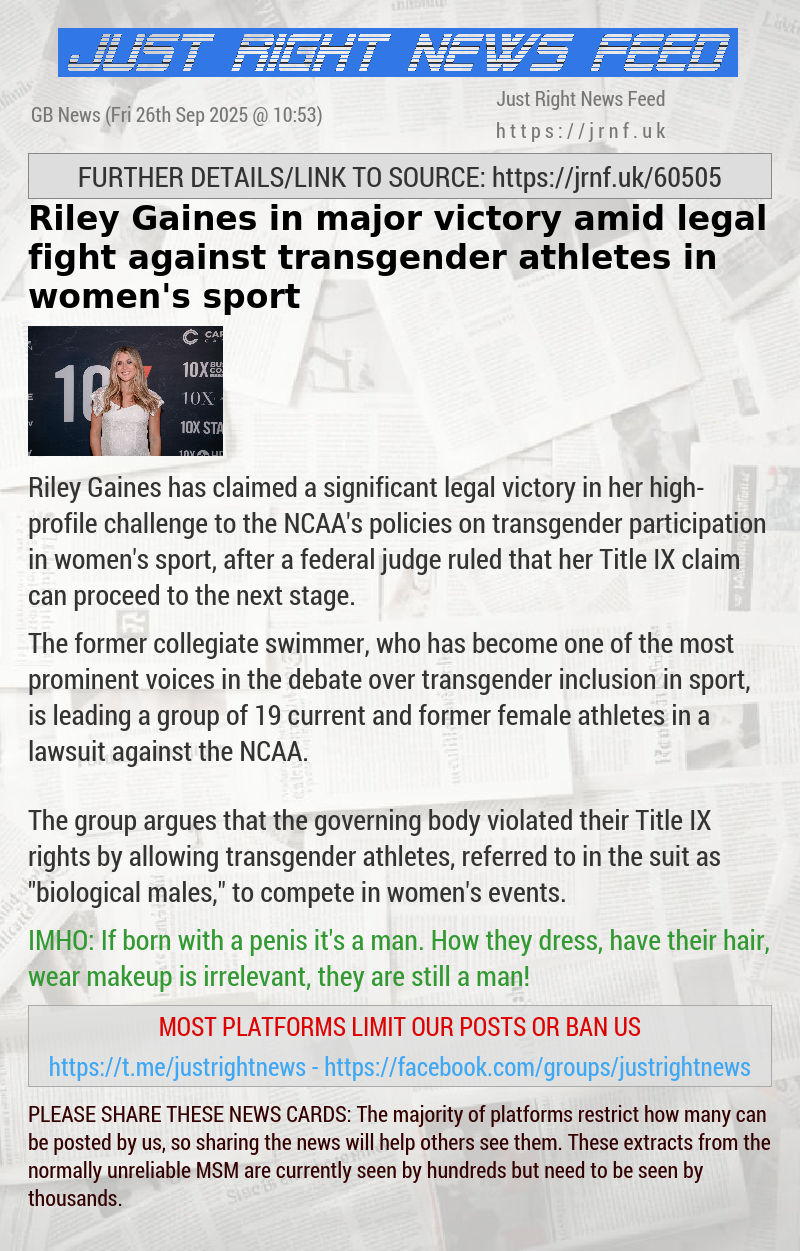 Riley Gaines in major victory amid legal fight against transgender athletes in women’s sport