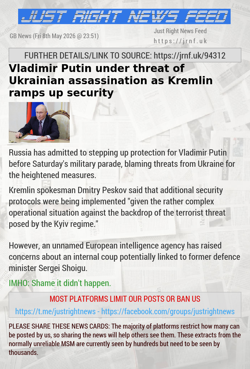 Vladimir Putin under threat of Ukrainian assassination as Kremlin ramps up security