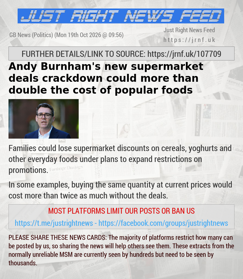 Andy Burnham’s new supermarket deals crackdown could more than double the cost of popular foods