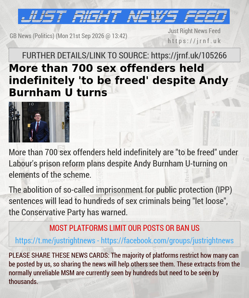 More than 700 sex offenders held indefinitely ’to be freed’ despite Andy Burnham U—turns