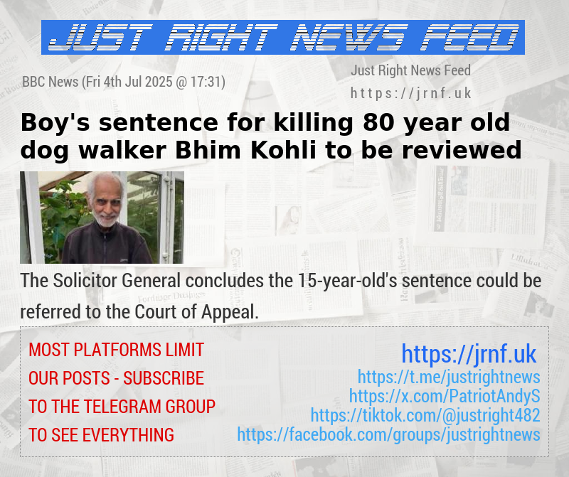 Boy’s sentence for killing 80—year—old dog walker Bhim Kohli to be reviewed