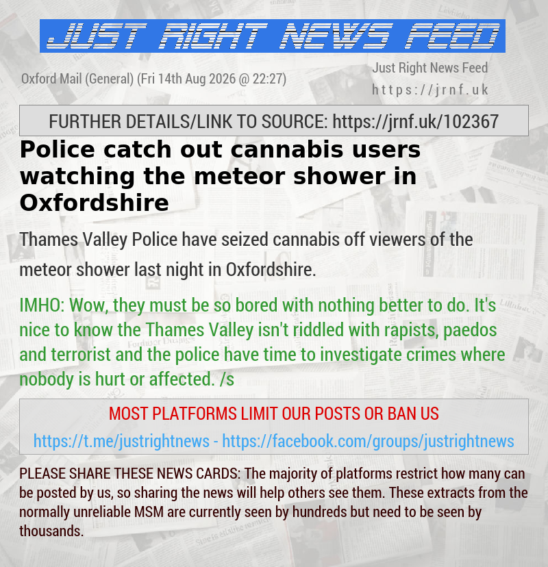 Police catch  out cannabis users watching the meteor shower in Oxfordshire