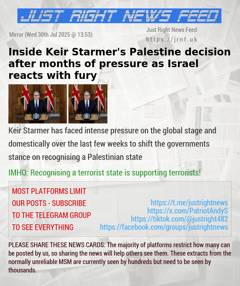 Inside Keir Starmer’s Palestine decision after months of pressure as Israel reacts with fury