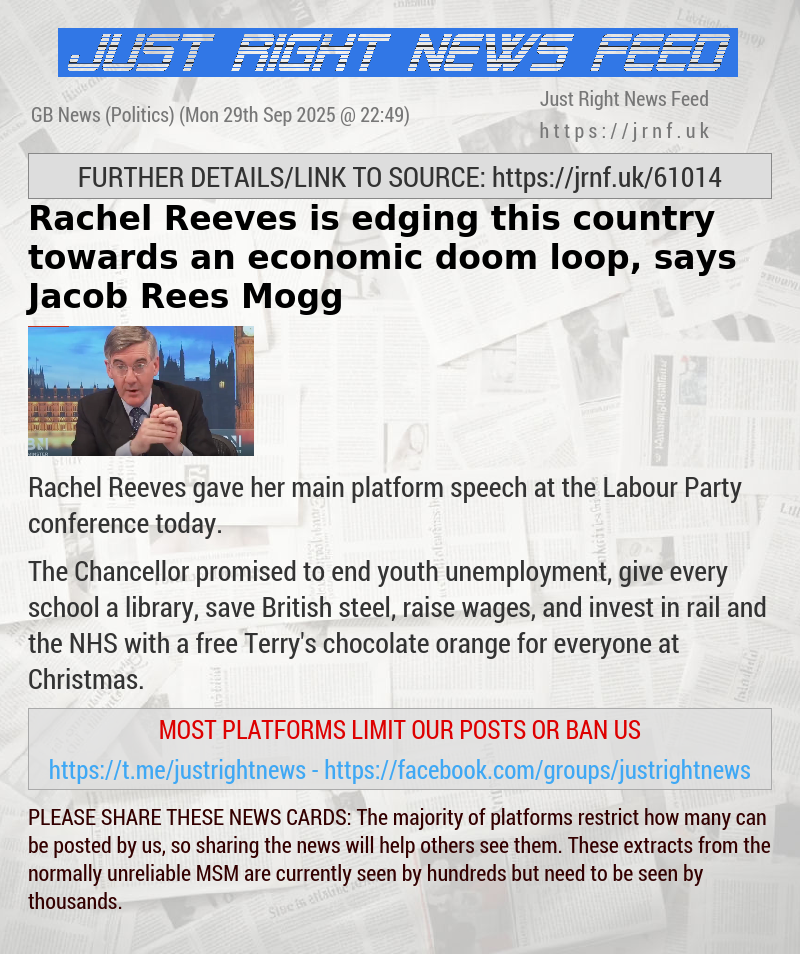 Rachel Reeves is edging this country towards an economic doom—loop, says Jacob Rees—Mogg
