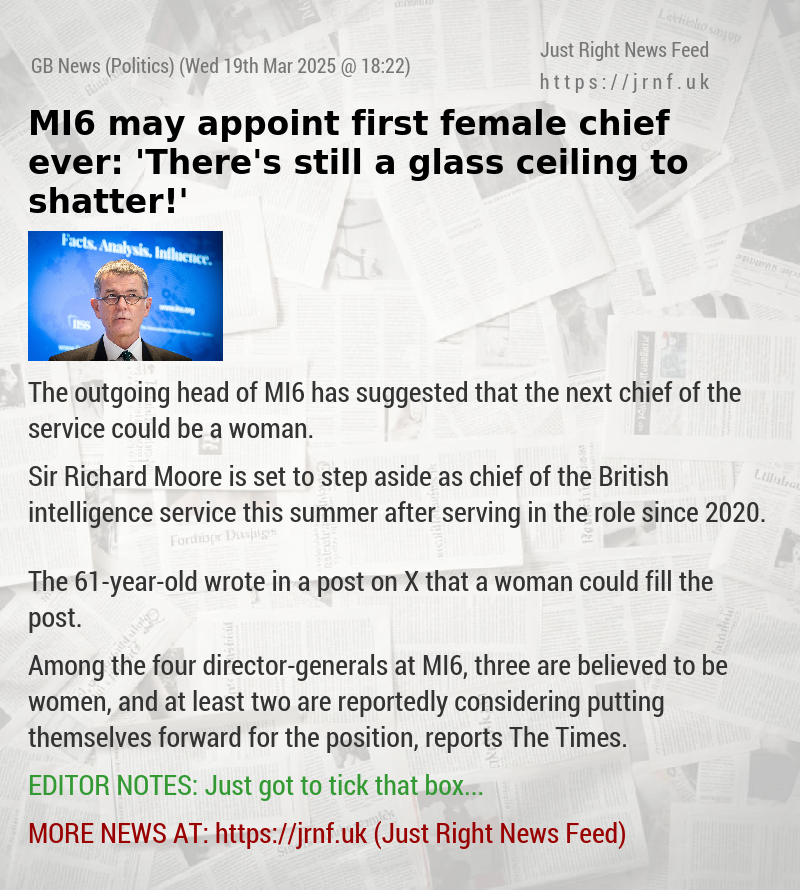 MI6 may appoint first female chief ever: ’There’s still a glass ceiling to shatter!’