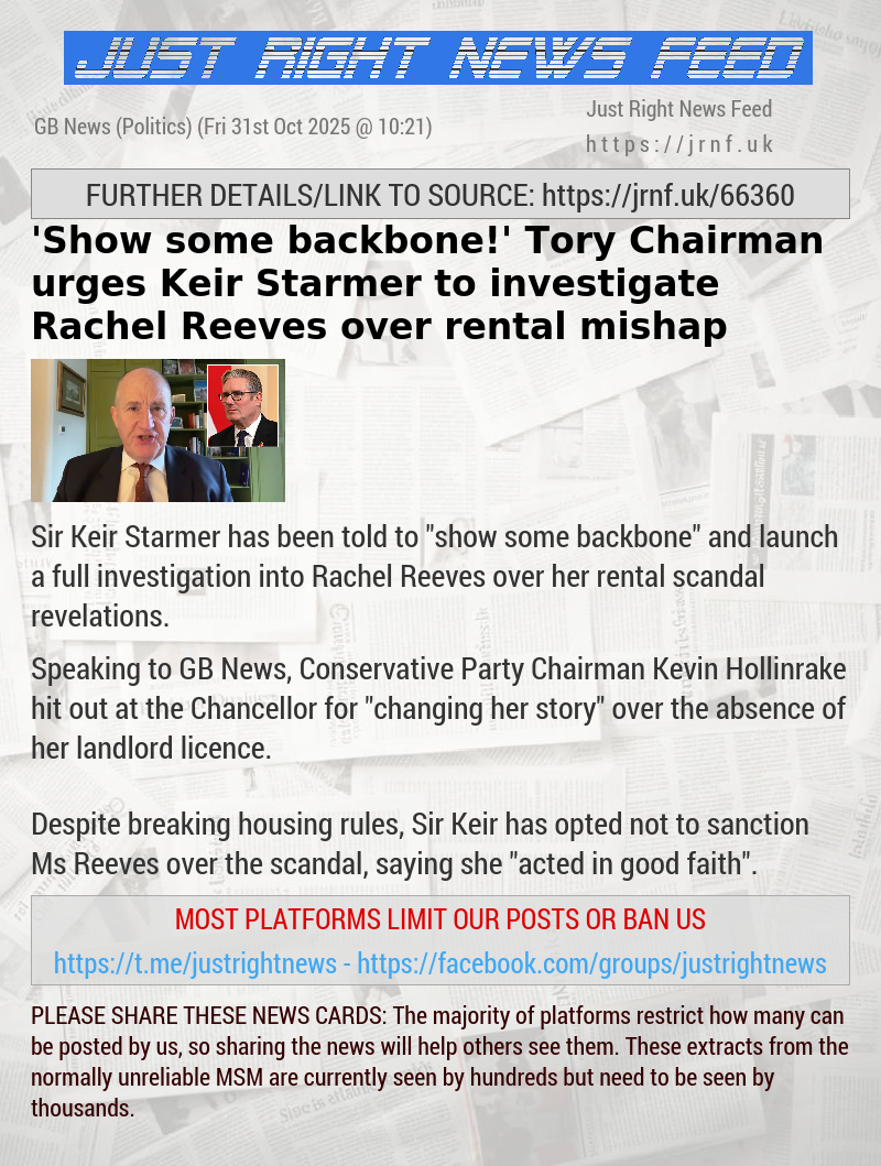 ’Show some backbone!’ Tory Chairman urges Keir Starmer to investigate Rachel Reeves over rental mishap