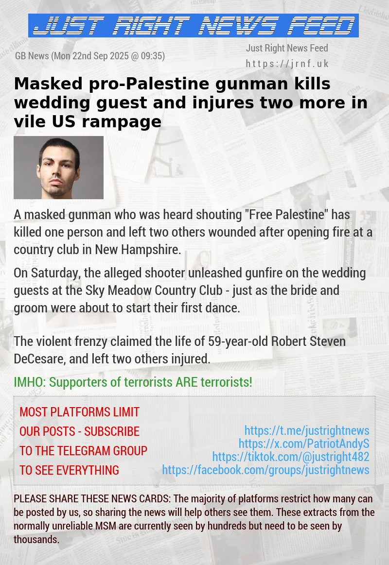Masked pro—Palestine gunman kills wedding guest and injures two more in vile US rampage