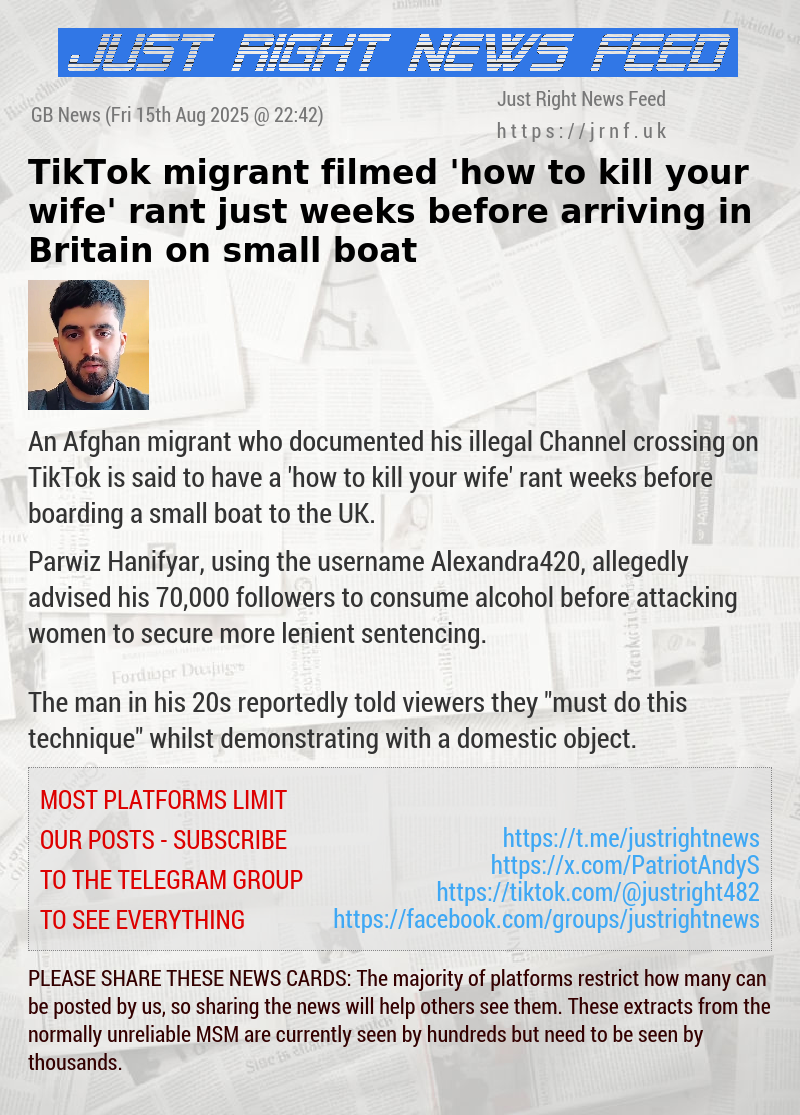 TikTok migrant filmed ’how to kill your wife’ rant just weeks before arriving in Britain on small boat