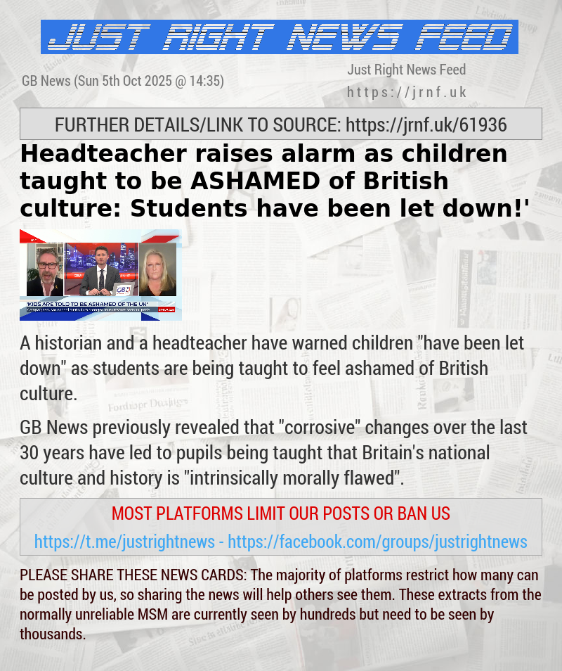 Headteacher raises alarm as children taught to be ASHAMED of British culture: ‘Students have been let down!’