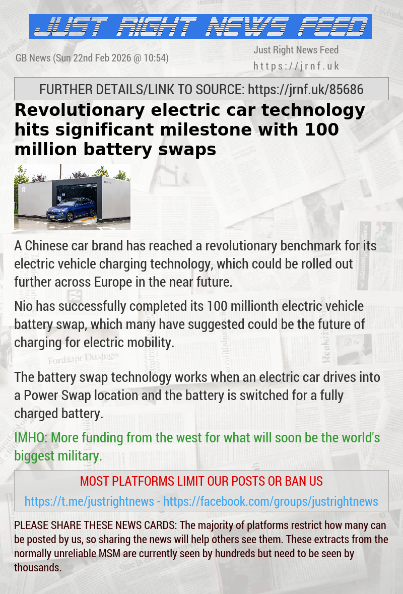 Revolutionary electric car technology hits significant milestone with 100 million battery swaps