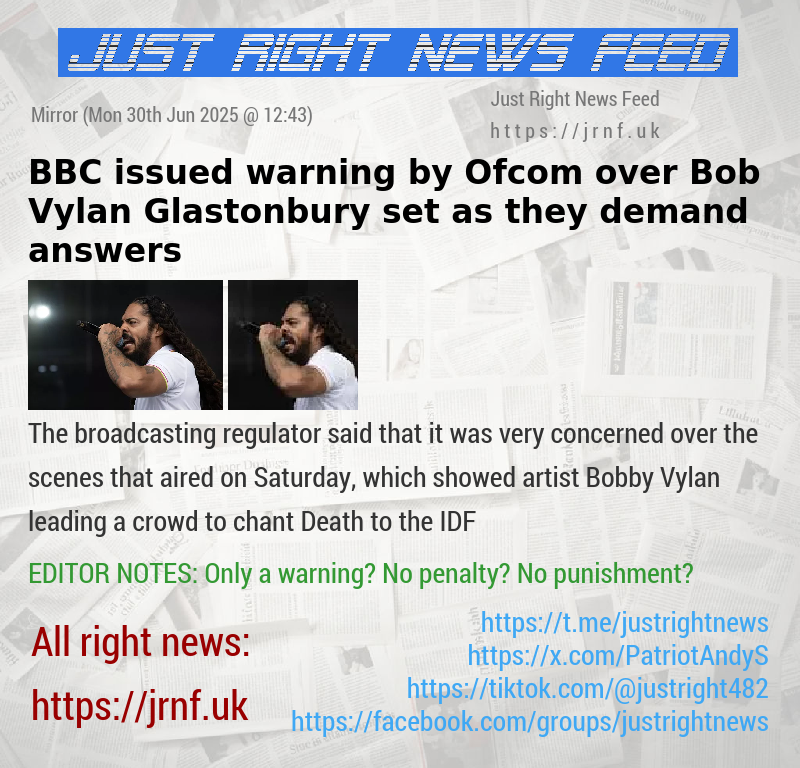 BBC issued warning by Ofcom over Bob Vylan Glastonbury set as they demand answers
