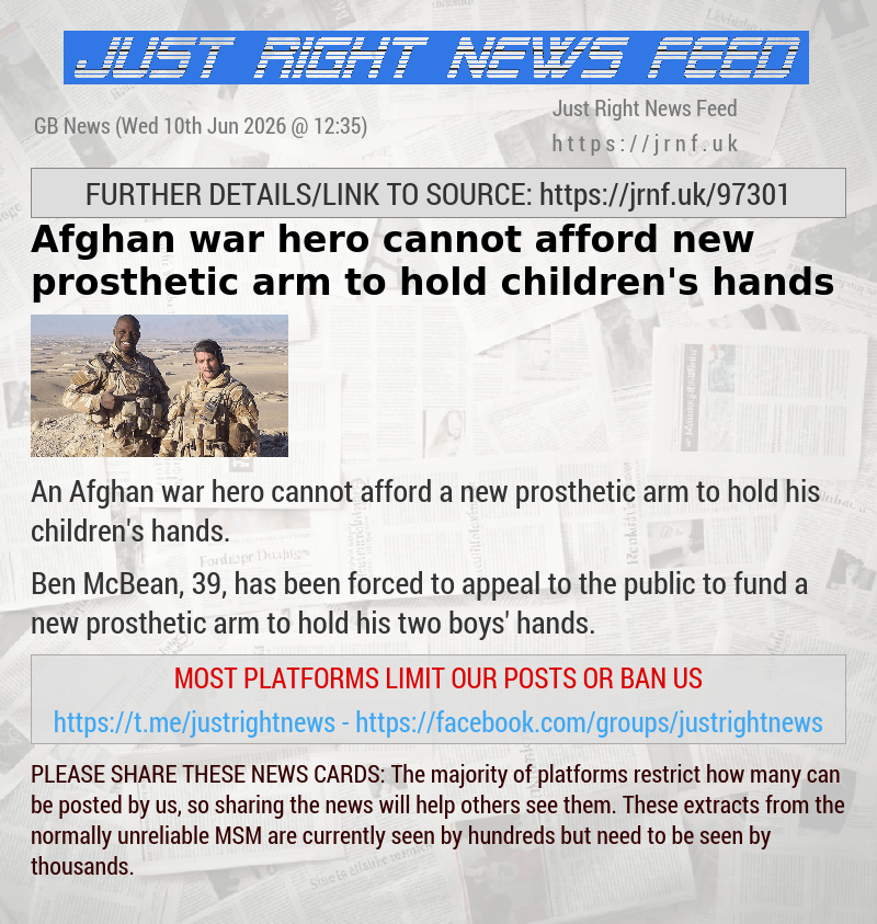 Afghan war hero cannot afford new prosthetic arm to hold children’s hands